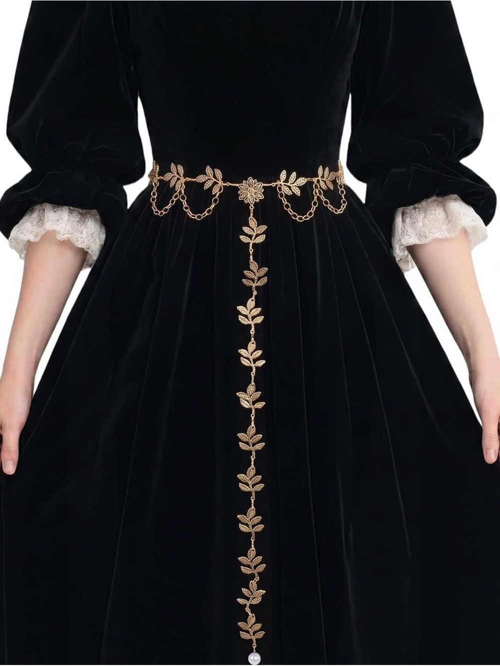 Chain Belt for Women, Leaf Waist Chain with Tassel